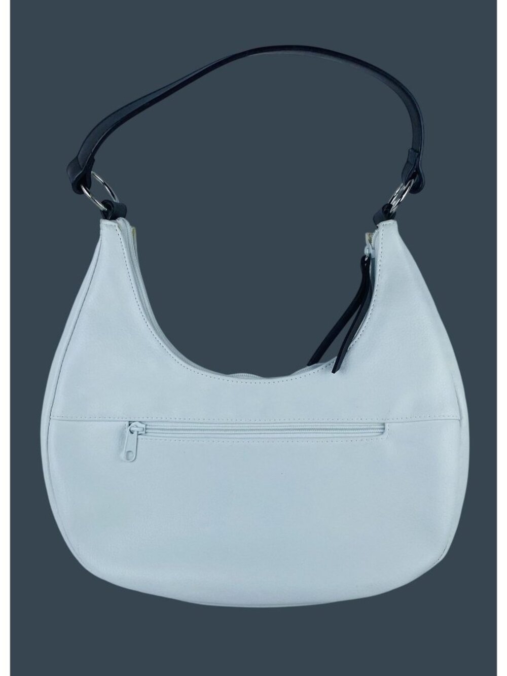 VTG Minicci Hippie White Shoulder Crescent Shaped Bag W/ Chocolate Brown Whipsti - Picture 2 of 16